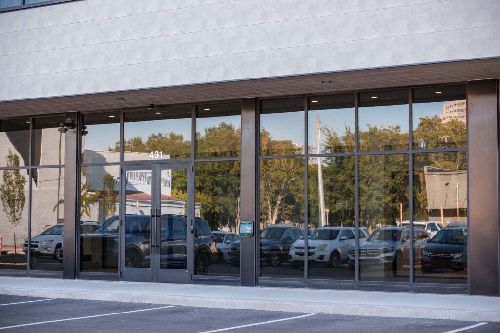 Aluminum-framed commercial glass entrance doors