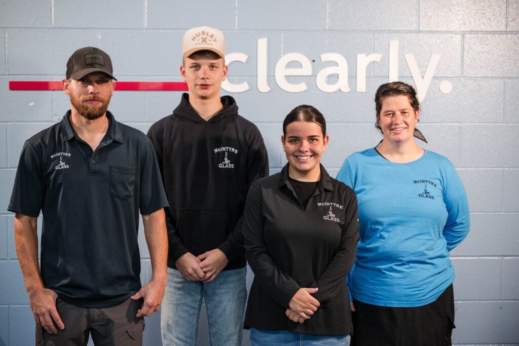 The McIntyre Glass team at the shop in Dayton, Ohio